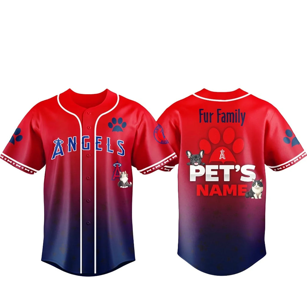 Custom Pet's Name Los Angeles Angels Fur Family Pet Game Night 2026 Baseball Jersey