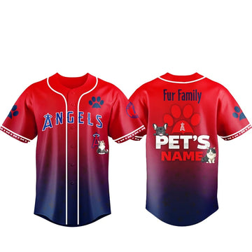 Custom Pet's Name Los Angeles Angels Fur Family Pet Game Night 2026 Baseball Jersey