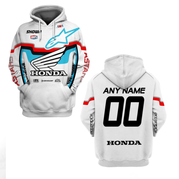 Custom Name Number Honda Racing Astars Fan Gift, Honda Racing Astars Aop Hoodie 604