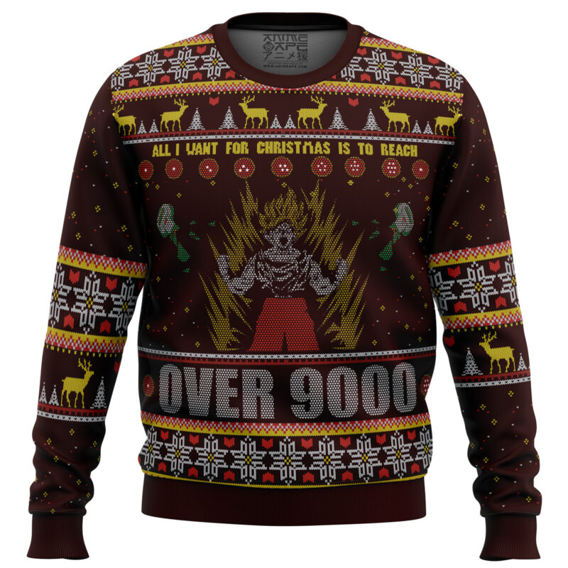 Dragon Ball Z Goku Over 9000 Dragon Ball Z Ugly Christmas Sweater