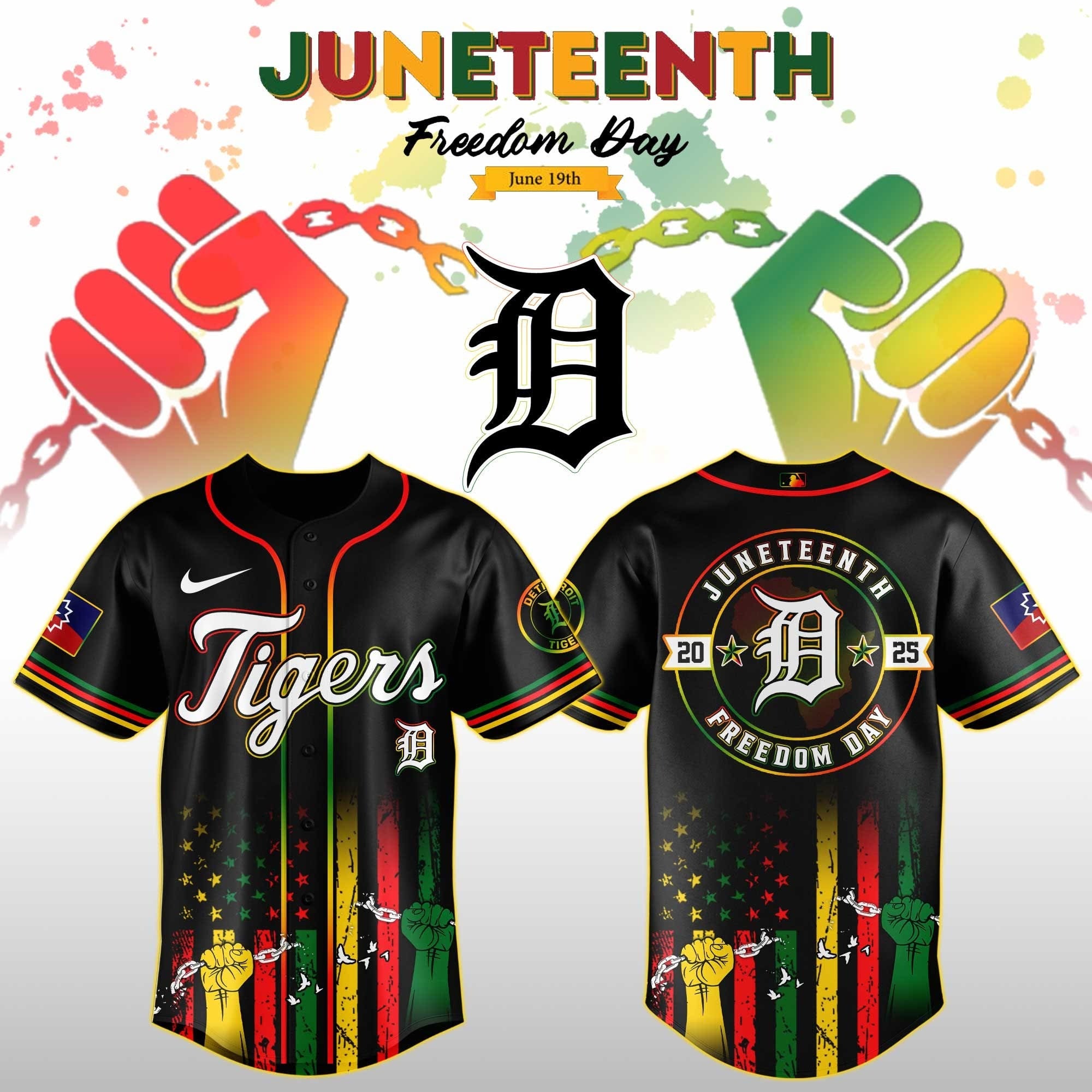 Detroit Tigers Juneteenth Day 2026 Special Jersey Detroit Tigers Merch Fathers Day Presents