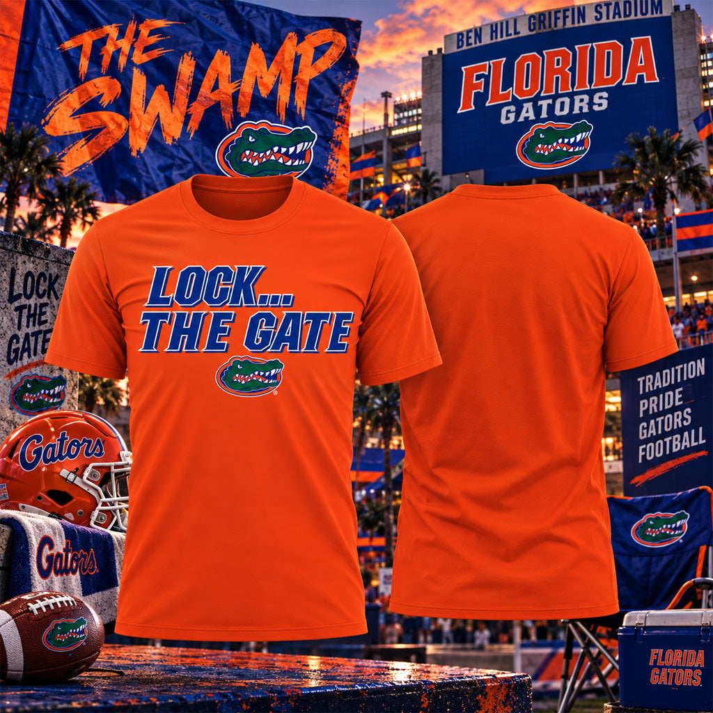 Florida Gators Football Lock The Gate Graphic Shirt for College Football Fans
