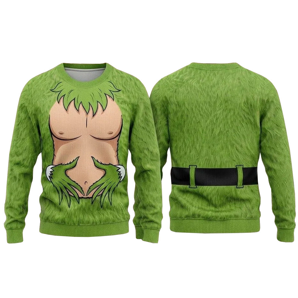 Funny Grinch Chest 2026 Ugly Christmas Sweater for Grinch Fans