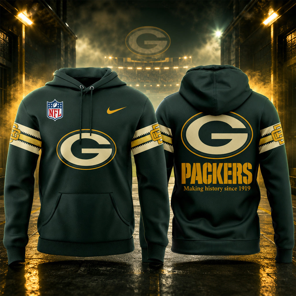 Green Bay Packers Rivalry 2026 Making History Since 1919 Graphic Hoodie for Football Fans