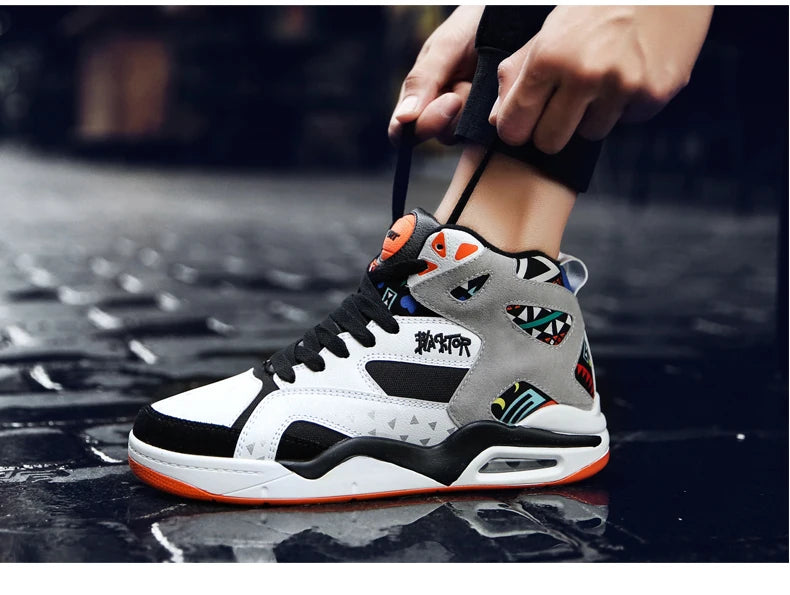 Mens Basketball Shoes Air Cushion Sports Shoes Outdoor Non-Slip Wearable Athletic Male Running Shoes Boys Sneakers