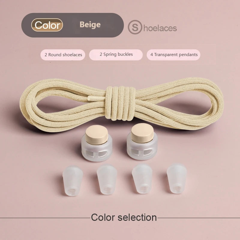 Spring Lock Shoelaces Without ties Elastic laces Sneakers Adult Quick Shoe laces Rubber Bands Round No tie Shoeace Shoes