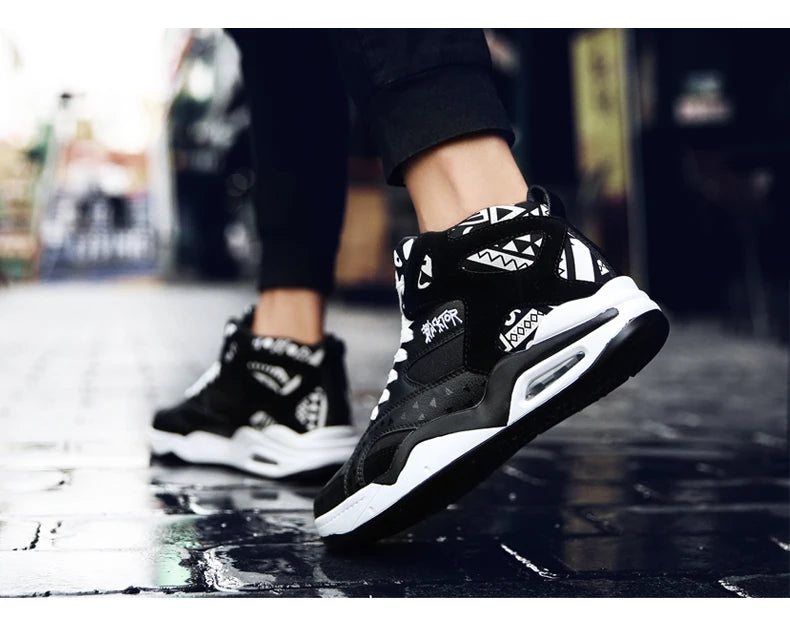 Mens Basketball Shoes Air Cushion Sports Shoes Outdoor Non-Slip Wearable Athletic Male Running Shoes Boys Sneakers