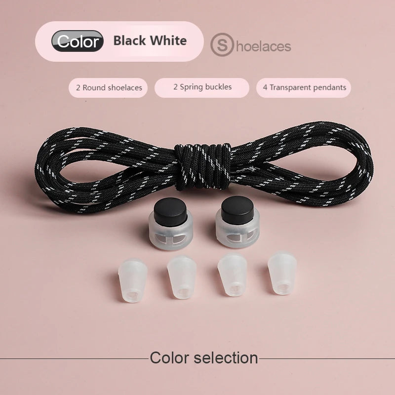 Spring Lock Shoelaces Without ties Elastic laces Sneakers Adult Quick Shoe laces Rubber Bands Round No tie Shoeace Shoes