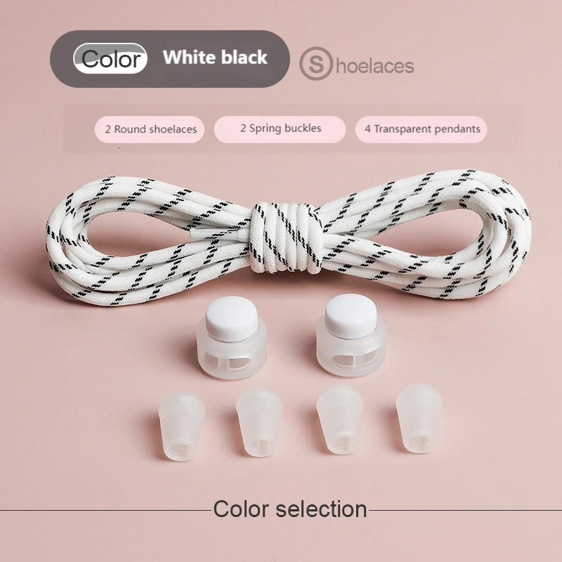 Spring Lock Shoelaces Without ties Elastic laces Sneakers Adult Quick Shoe laces Rubber Bands Round No tie Shoeace Shoes