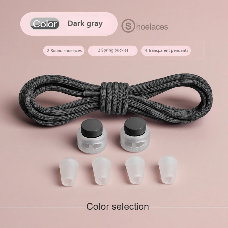 Spring Lock Shoelaces Without ties Elastic laces Sneakers Adult Quick Shoe laces Rubber Bands Round No tie Shoeace Shoes