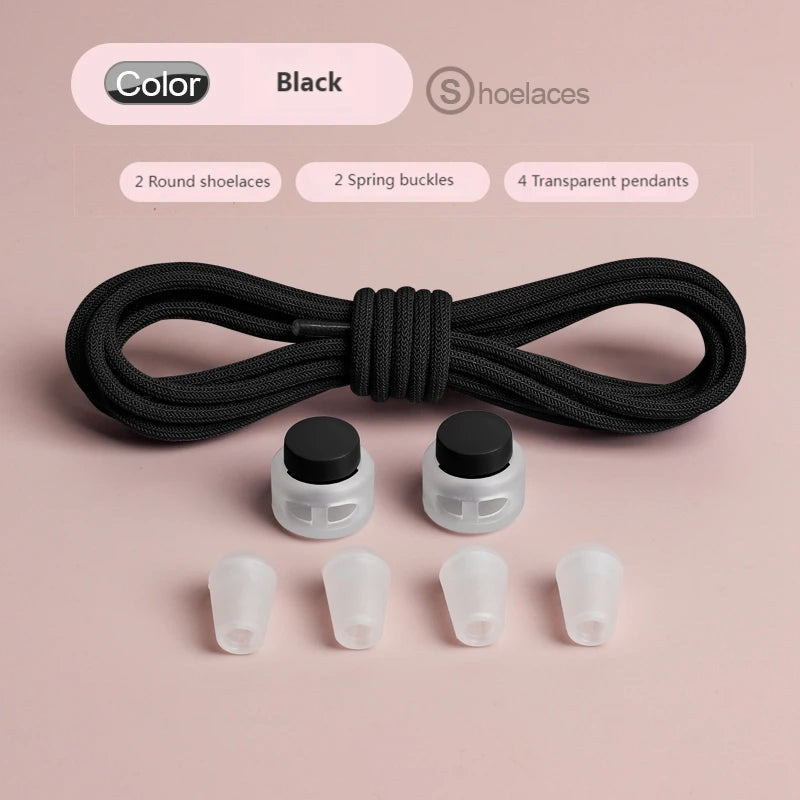 Spring Lock Shoelaces Without ties Elastic laces Sneakers Adult Quick Shoe laces Rubber Bands Round No tie Shoeace Shoes