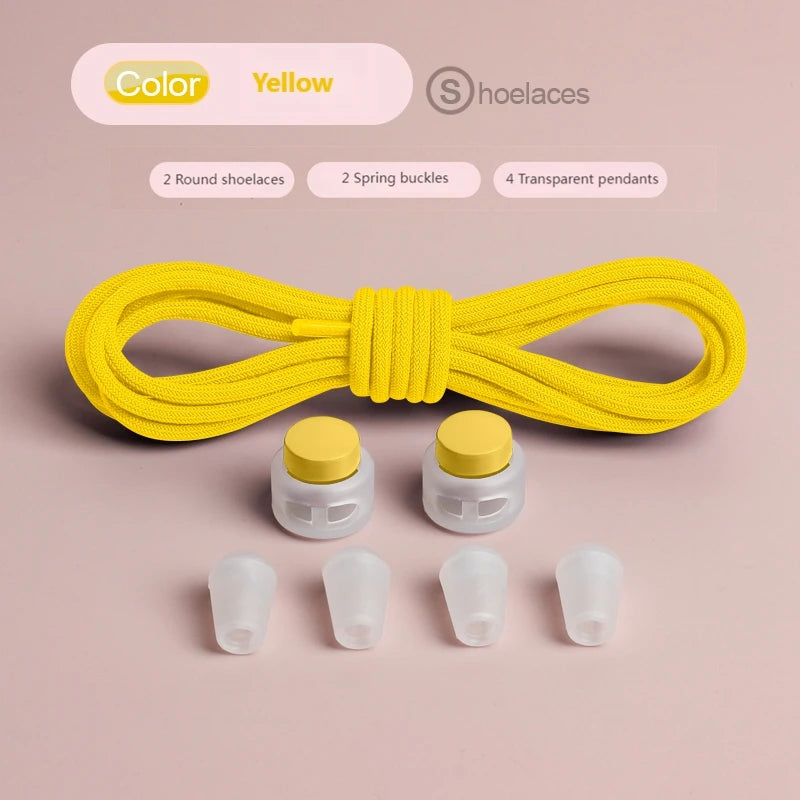 Spring Lock Shoelaces Without ties Elastic laces Sneakers Adult Quick Shoe laces Rubber Bands Round No tie Shoeace Shoes