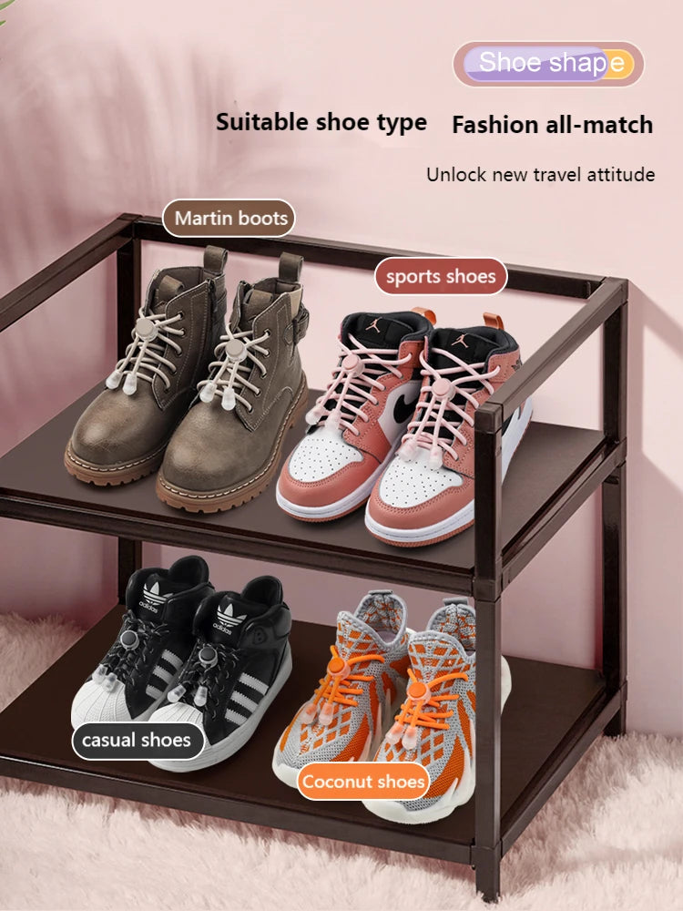 Spring Lock Shoelaces Without ties Elastic laces Sneakers Adult Quick Shoe laces Rubber Bands Round No tie Shoeace Shoes