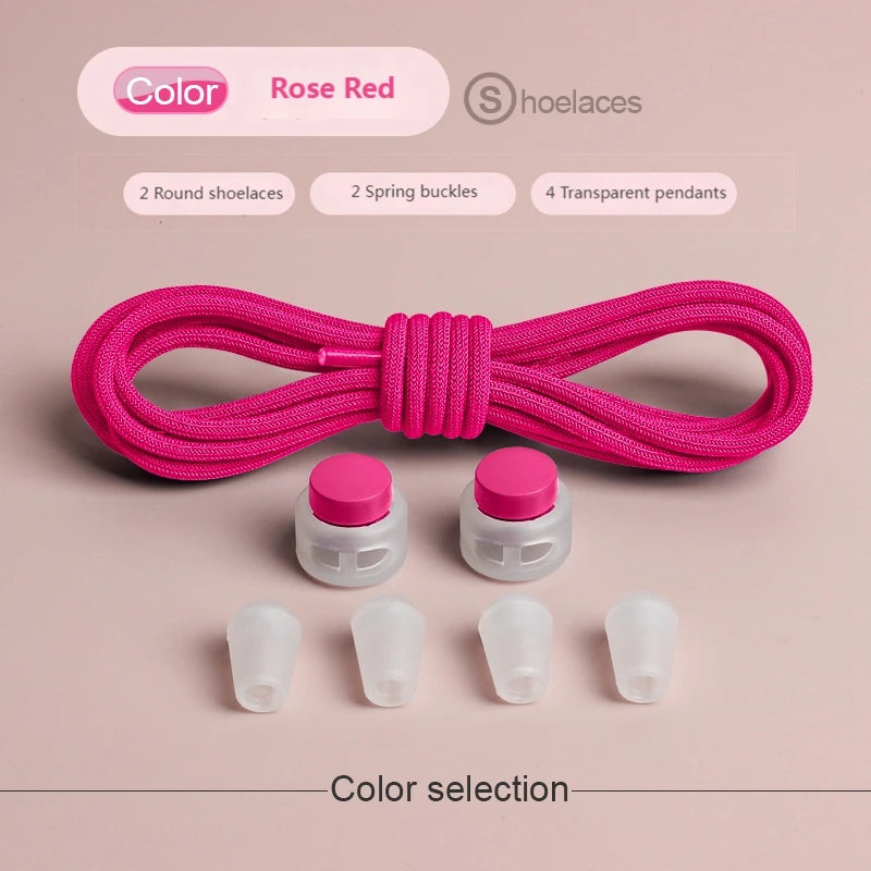 Spring Lock Shoelaces Without ties Elastic laces Sneakers Adult Quick Shoe laces Rubber Bands Round No tie Shoeace Shoes