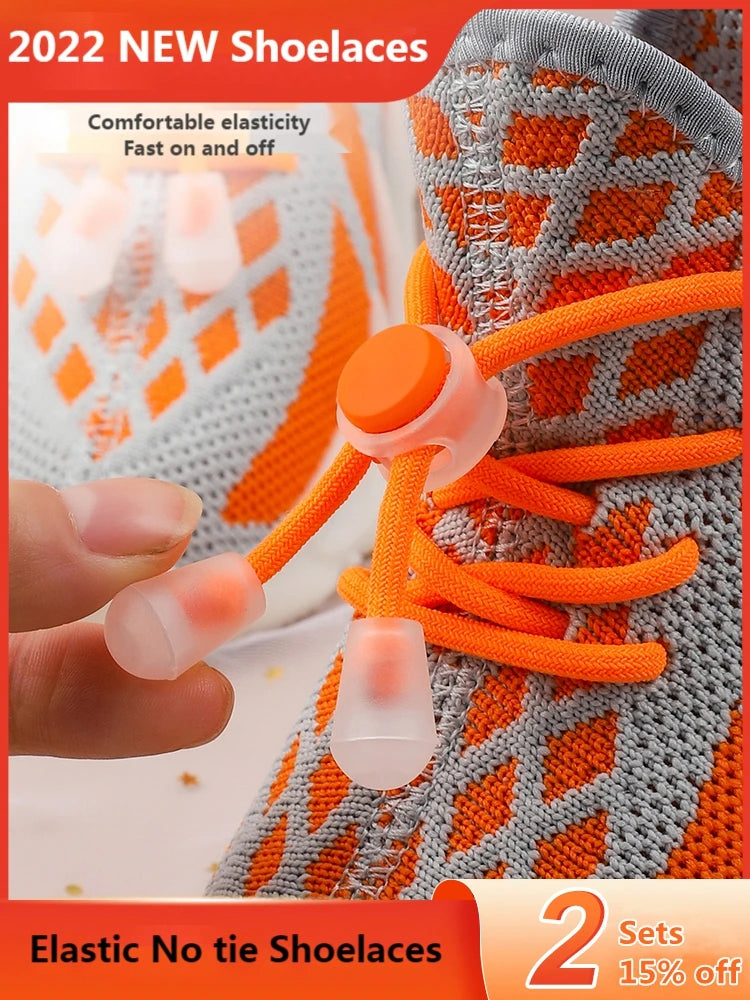 Spring Lock Shoelaces Without ties Elastic laces Sneakers Adult Quick Shoe laces Rubber Bands Round No tie Shoeace Shoes