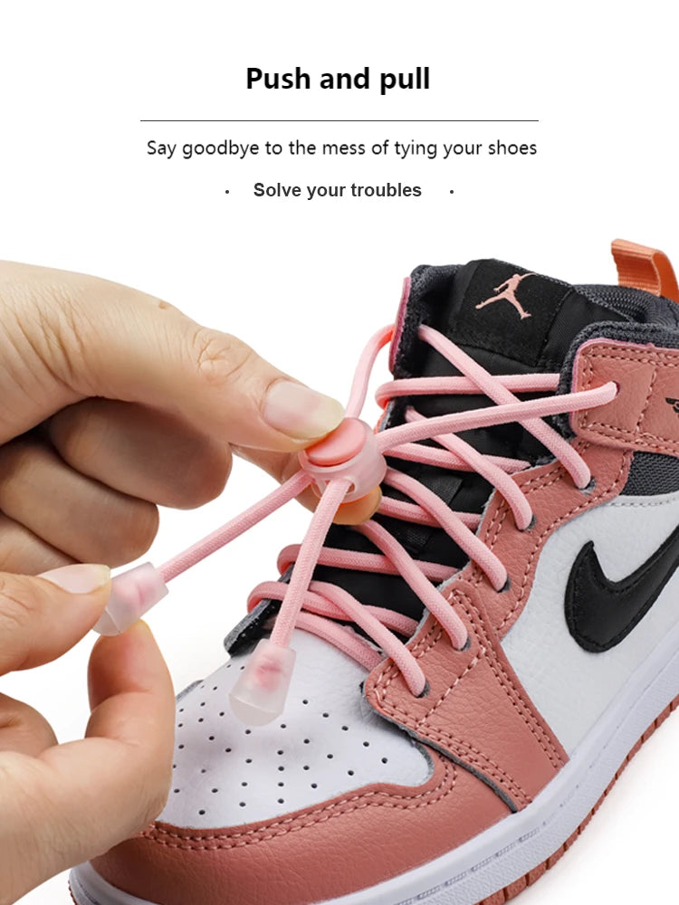 Spring Lock Shoelaces Without ties Elastic laces Sneakers Adult Quick Shoe laces Rubber Bands Round No tie Shoeace Shoes