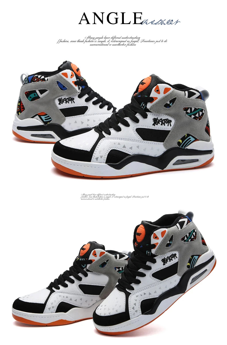 Mens Basketball Shoes Air Cushion Sports Shoes Outdoor Non-Slip Wearable Athletic Male Running Shoes Boys Sneakers