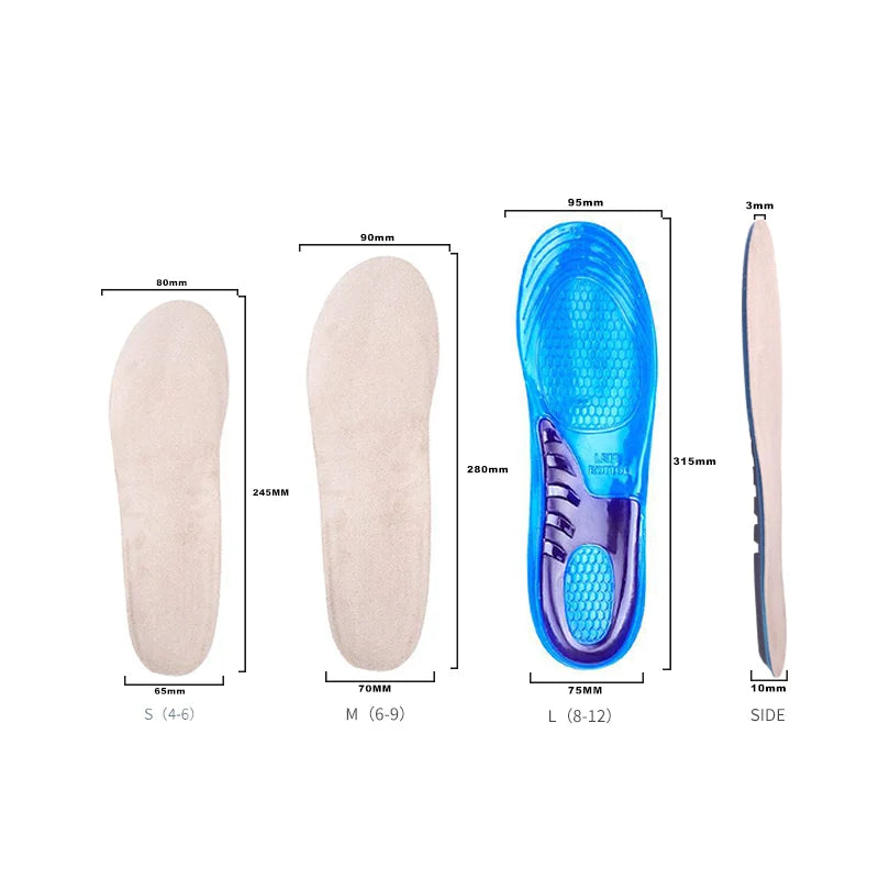 Sports Massaging Silicone Gel Insoles Arch Support Orthopedic Plantar Running Insoles for Shoes