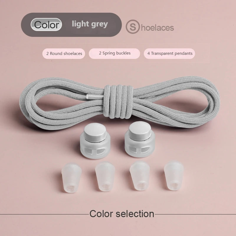 Spring Lock Shoelaces Without ties Elastic laces Sneakers Adult Quick Shoe laces Rubber Bands Round No tie Shoeace Shoes