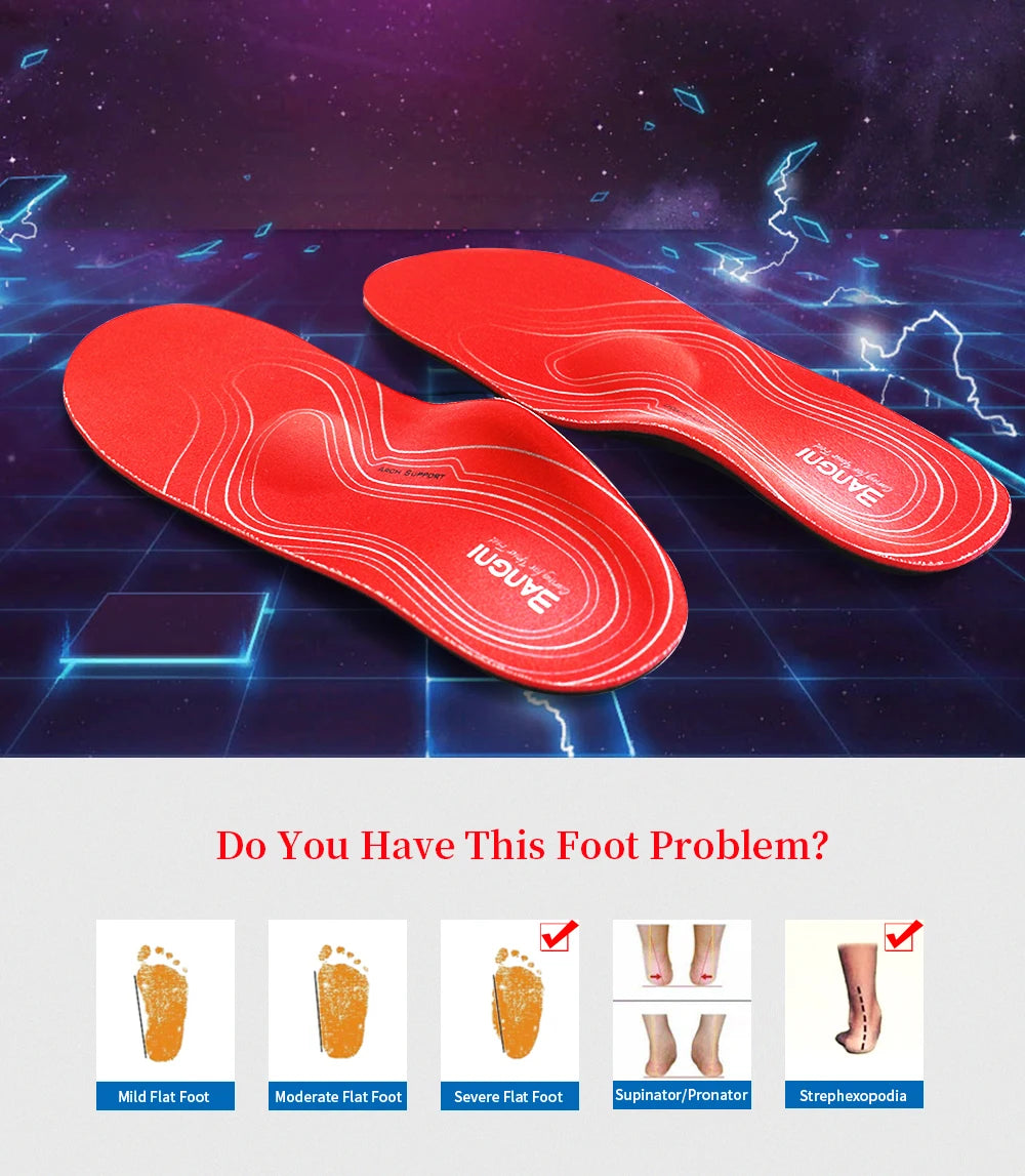 Orthotic Severe Flat Feet Insoles Arch Support Shoes Sole Insert Orthopedic Insoles Heel Pain Plantar Fasciitis Men Woman