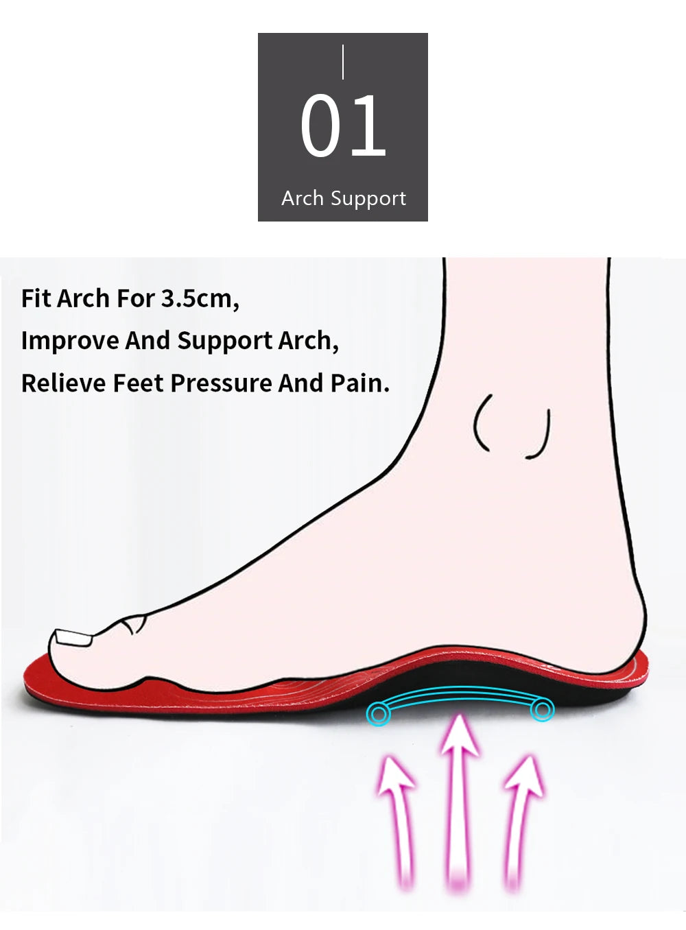 Orthotic Severe Flat Feet Insoles Arch Support Shoes Sole Insert Orthopedic Insoles Heel Pain Plantar Fasciitis Men Woman