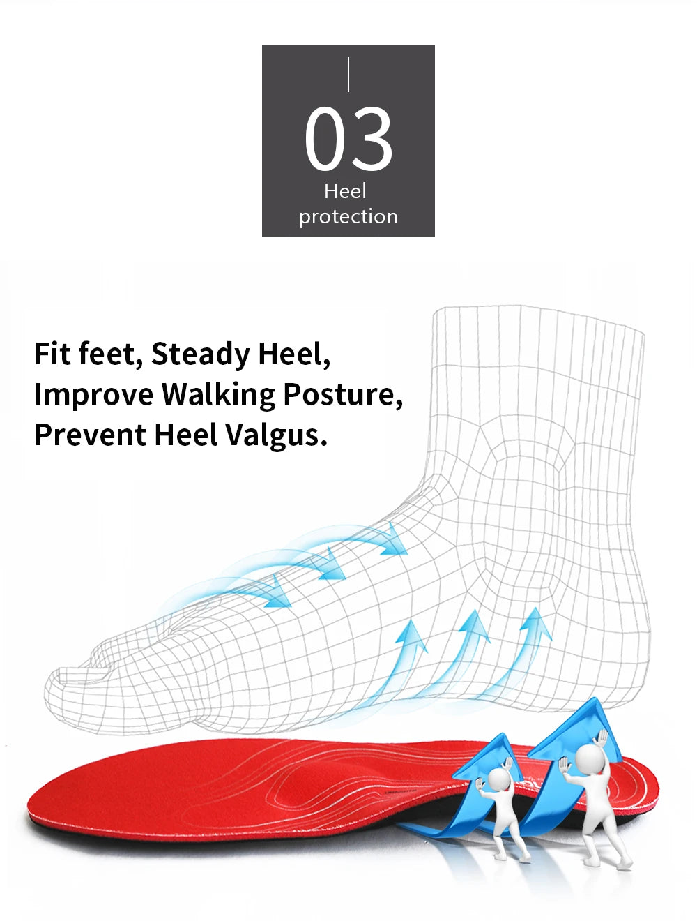 Orthotic Severe Flat Feet Insoles Arch Support Shoes Sole Insert Orthopedic Insoles Heel Pain Plantar Fasciitis Men Woman