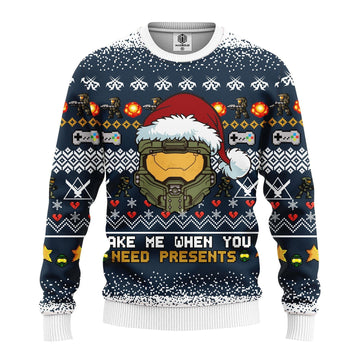 Halo Gaming Merry Xmas Gifts, Made Me When You Need Presents Ugly Christmas Sweater