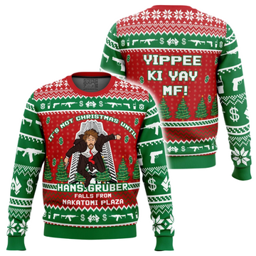 Hans Gruber Fall Nakatomi Plaza Die Hard Ugly Christmas Sweater