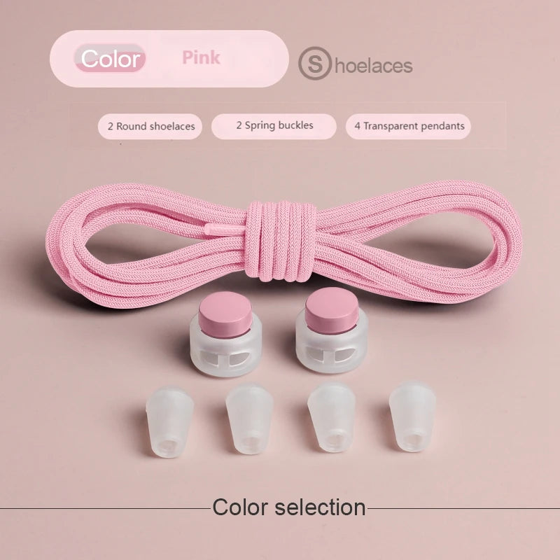 Spring Lock Shoelaces Without ties Elastic laces Sneakers Adult Quick Shoe laces Rubber Bands Round No tie Shoeace Shoes