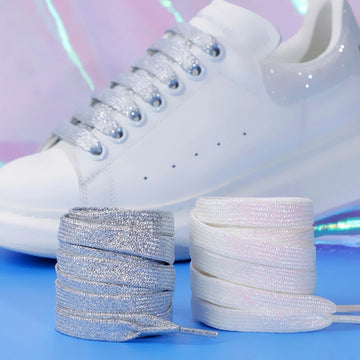 NEW Fashion Glitter Shoelaces Colorful Flat Shoe laces for Athletic Running Sneakers Shoes Boot 1CM Width Shoelace Strings 1Pair