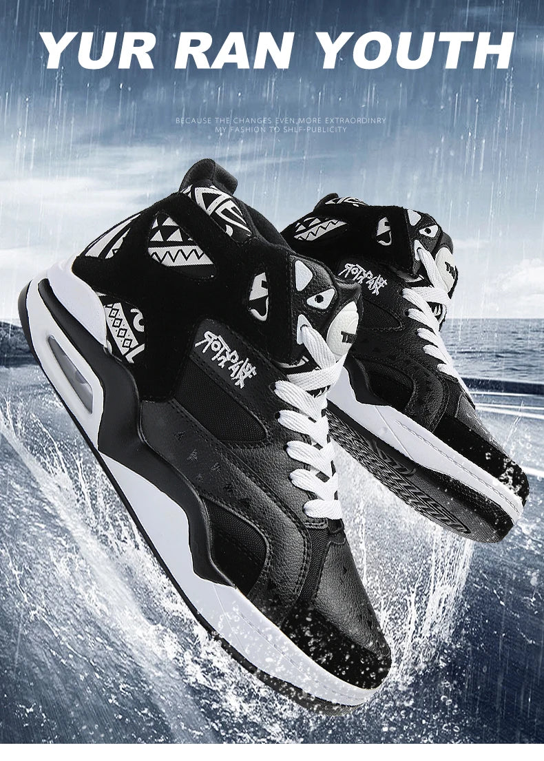 Mens Basketball Shoes Air Cushion Sports Shoes Outdoor Non-Slip Wearable Athletic Male Running Shoes Boys Sneakers
