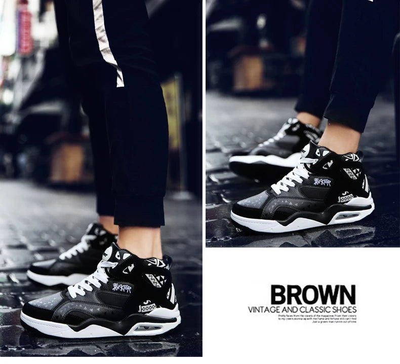 Mens Basketball Shoes Air Cushion Sports Shoes Outdoor Non-Slip Wearable Athletic Male Running Shoes Boys Sneakers