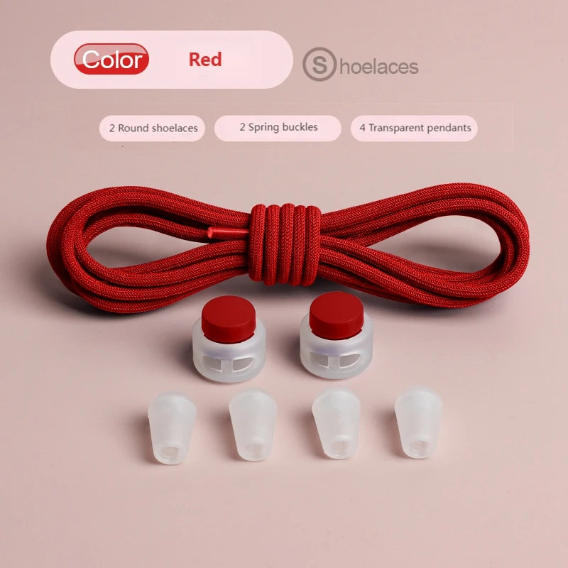 Spring Lock Shoelaces Without ties Elastic laces Sneakers Adult Quick Shoe laces Rubber Bands Round No tie Shoeace Shoes