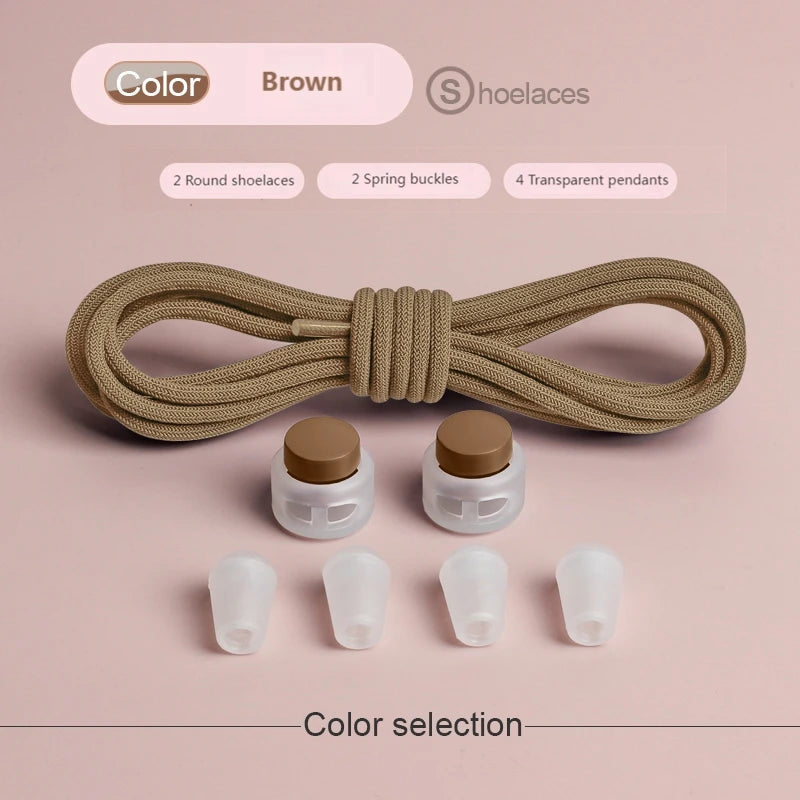 Spring Lock Shoelaces Without ties Elastic laces Sneakers Adult Quick Shoe laces Rubber Bands Round No tie Shoeace Shoes