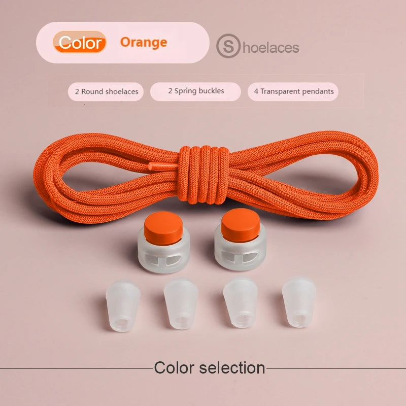 Spring Lock Shoelaces Without ties Elastic laces Sneakers Adult Quick Shoe laces Rubber Bands Round No tie Shoeace Shoes