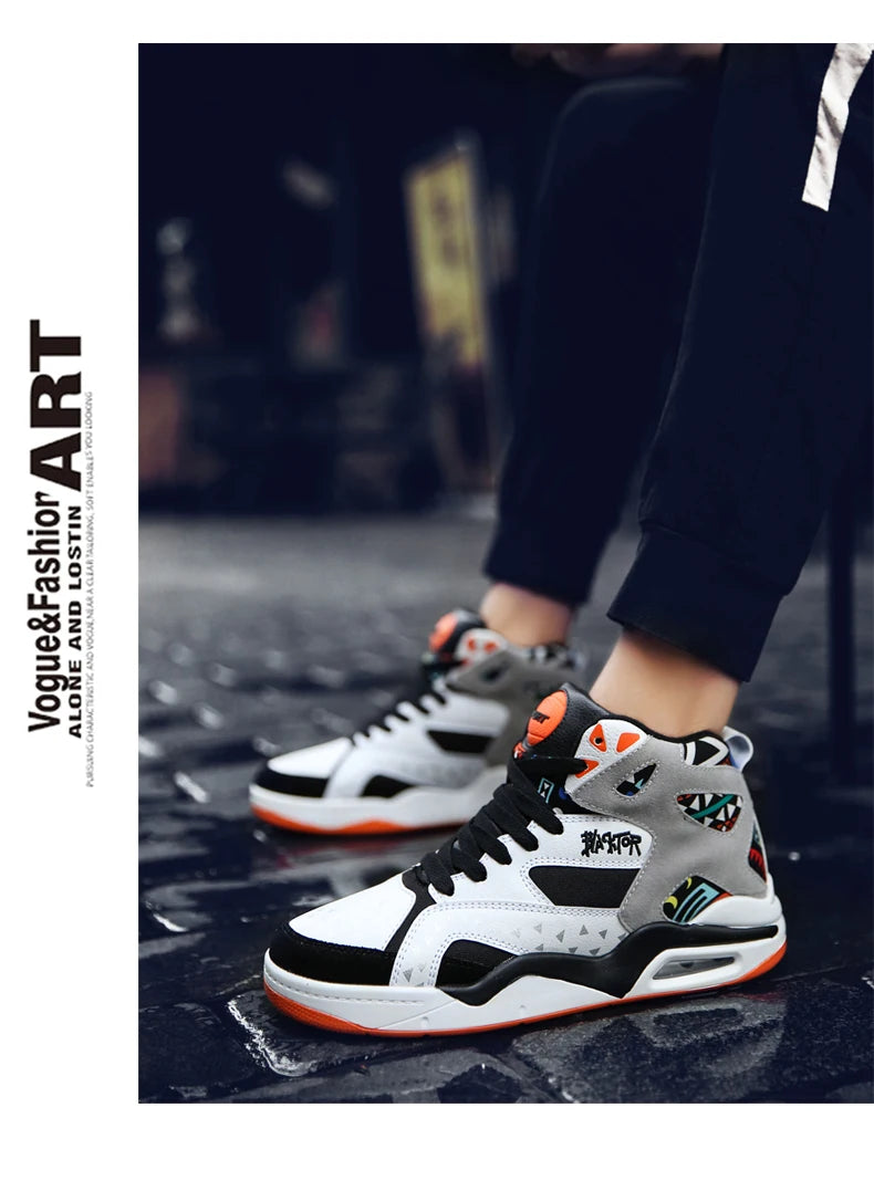 Mens Basketball Shoes Air Cushion Sports Shoes Outdoor Non-Slip Wearable Athletic Male Running Shoes Boys Sneakers