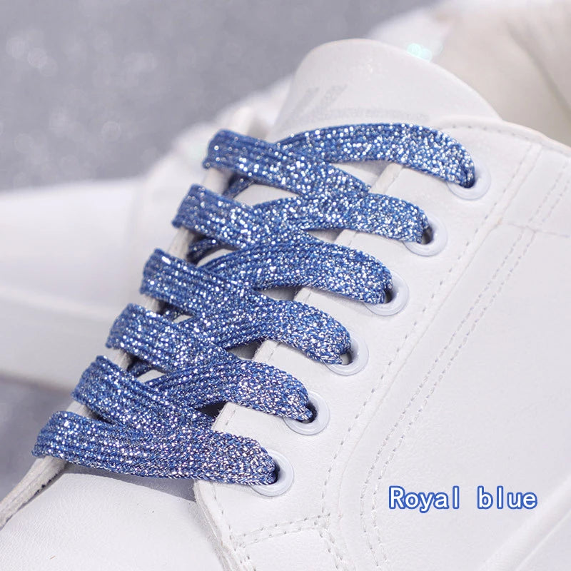 NEW Fashion Glitter Shoelaces Colorful Flat Shoe laces for Athletic Running Sneakers Shoes Boot 1CM Width Shoelace Strings 1Pair