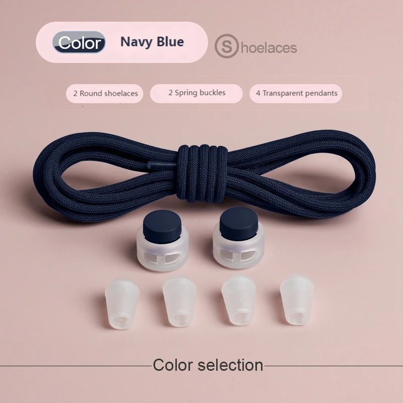 Spring Lock Shoelaces Without ties Elastic laces Sneakers Adult Quick Shoe laces Rubber Bands Round No tie Shoeace Shoes