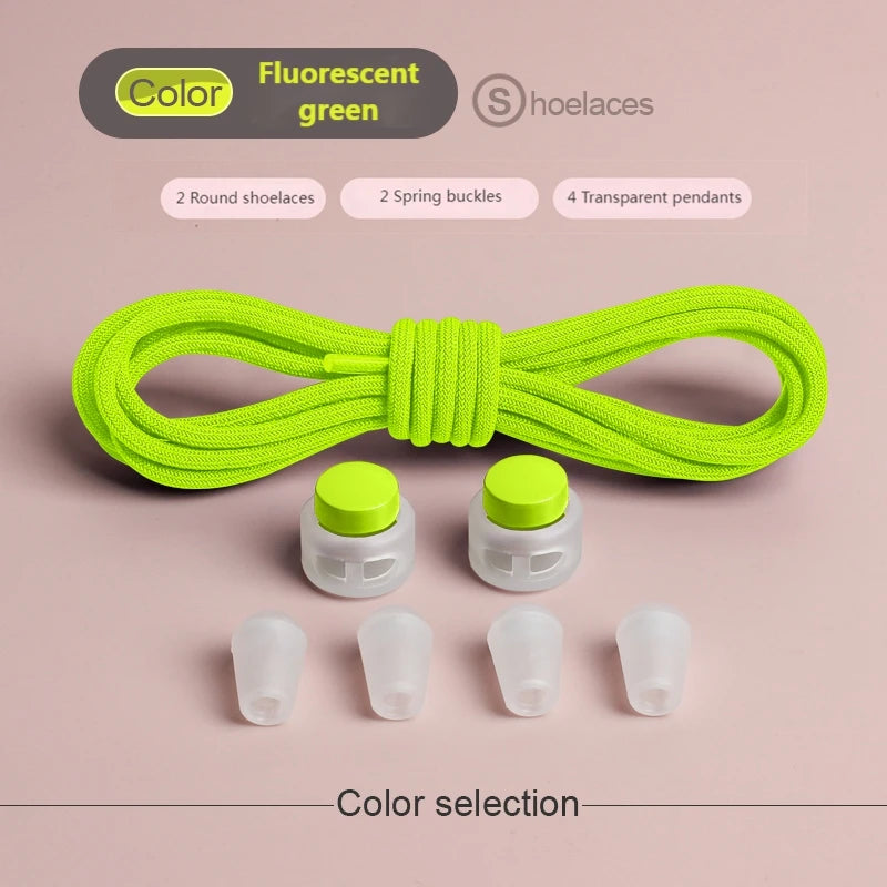Spring Lock Shoelaces Without ties Elastic laces Sneakers Adult Quick Shoe laces Rubber Bands Round No tie Shoeace Shoes