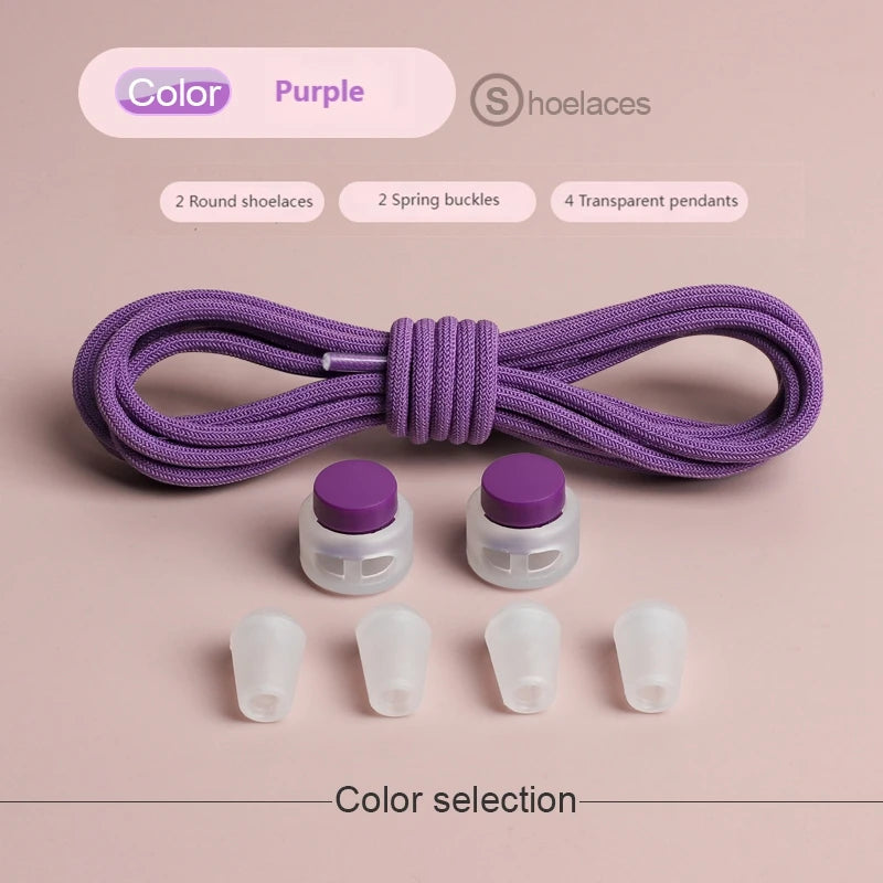 Spring Lock Shoelaces Without ties Elastic laces Sneakers Adult Quick Shoe laces Rubber Bands Round No tie Shoeace Shoes