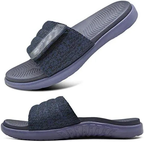 Mens Slide Sandals Open Toe Athletic Adjustable Straps Orthotic Plantar Sport Sandals with Soft Comfy Arch Support Footbed