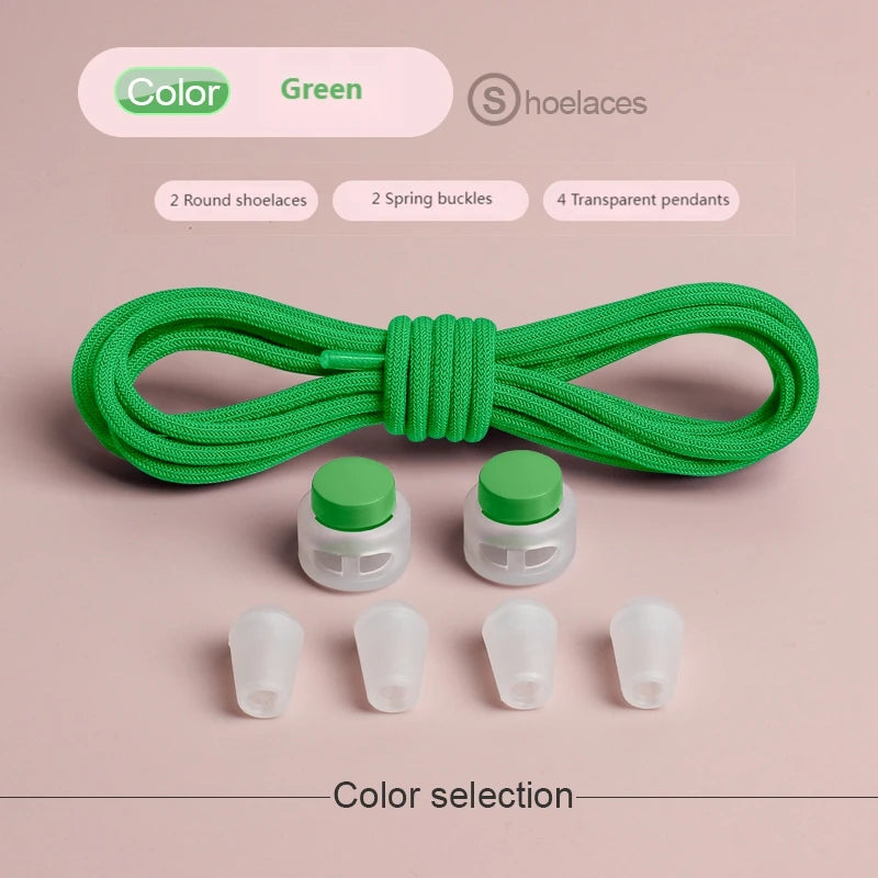 Spring Lock Shoelaces Without ties Elastic laces Sneakers Adult Quick Shoe laces Rubber Bands Round No tie Shoeace Shoes
