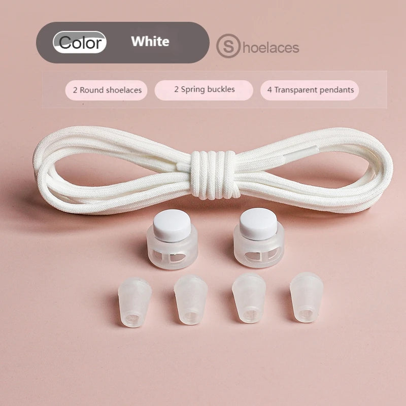 Spring Lock Shoelaces Without ties Elastic laces Sneakers Adult Quick Shoe laces Rubber Bands Round No tie Shoeace Shoes