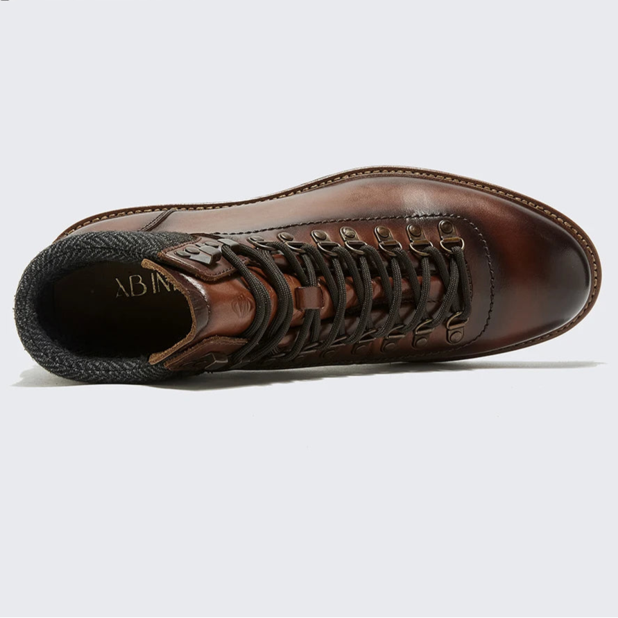 Men's Western Ankle Boots – Anti-Slip Lace-Up Leather & Fabric – Height Increasing EVA Sole – Winter/Autumn Casual Shoes