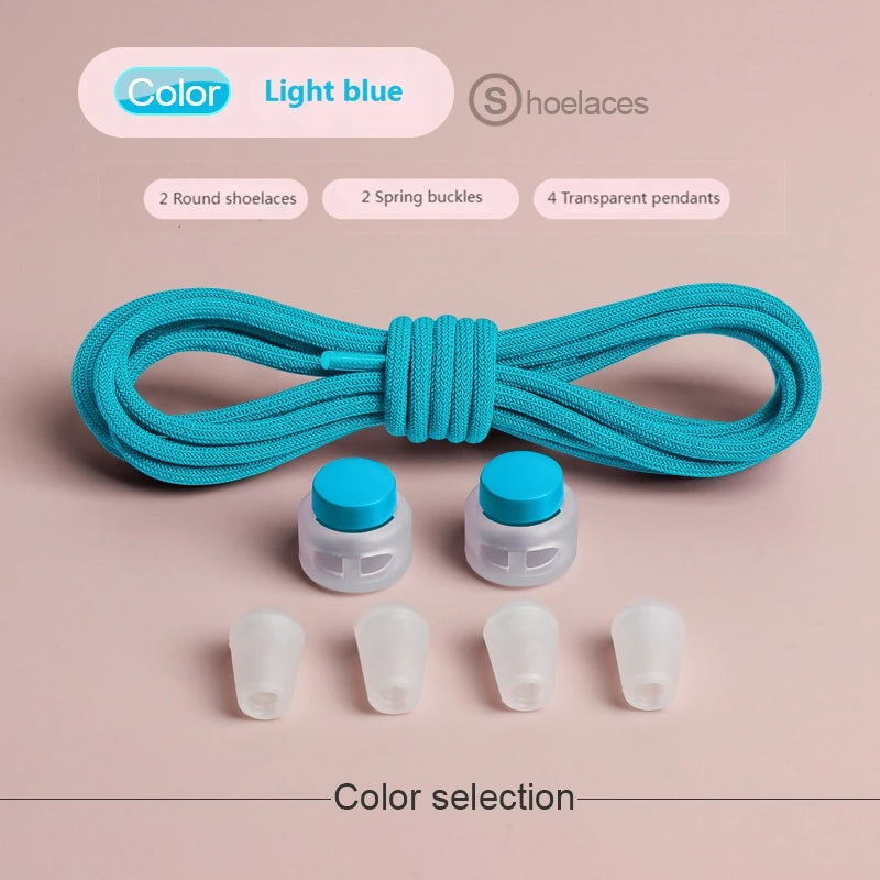 Spring Lock Shoelaces Without ties Elastic laces Sneakers Adult Quick Shoe laces Rubber Bands Round No tie Shoeace Shoes