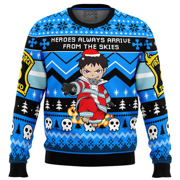 Heroes Always Arrive Fire Force Ugly Christmas Sweater