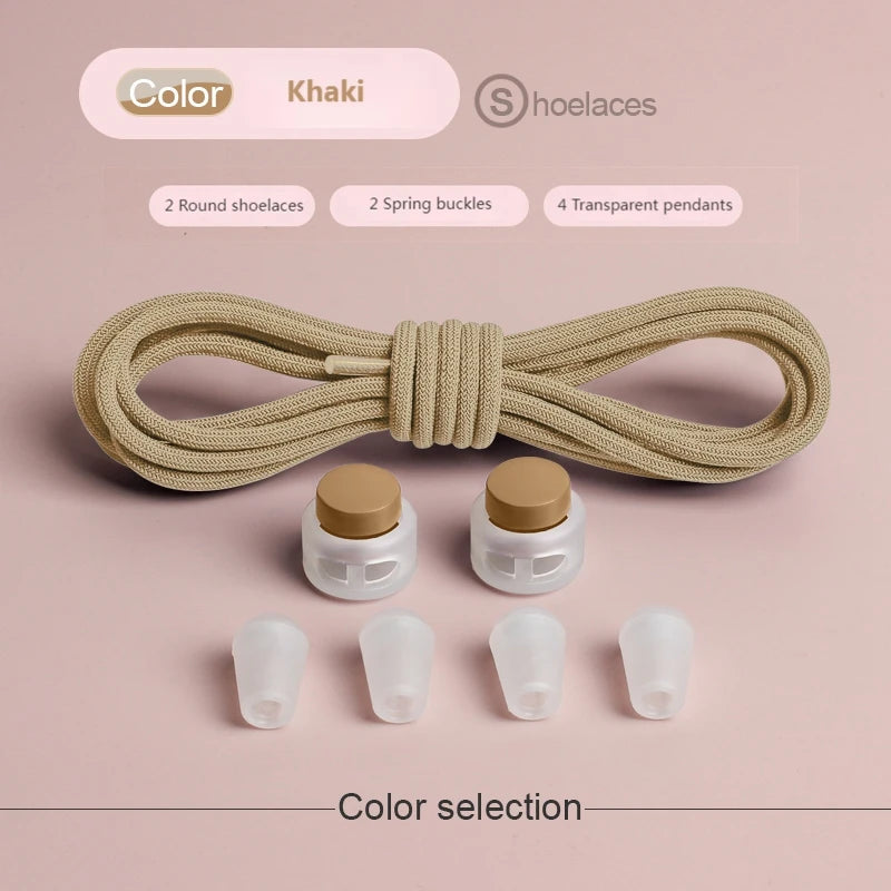 Spring Lock Shoelaces Without ties Elastic laces Sneakers Adult Quick Shoe laces Rubber Bands Round No tie Shoeace Shoes