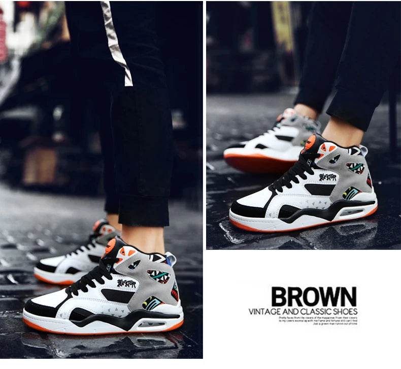 Mens Basketball Shoes Air Cushion Sports Shoes Outdoor Non-Slip Wearable Athletic Male Running Shoes Boys Sneakers