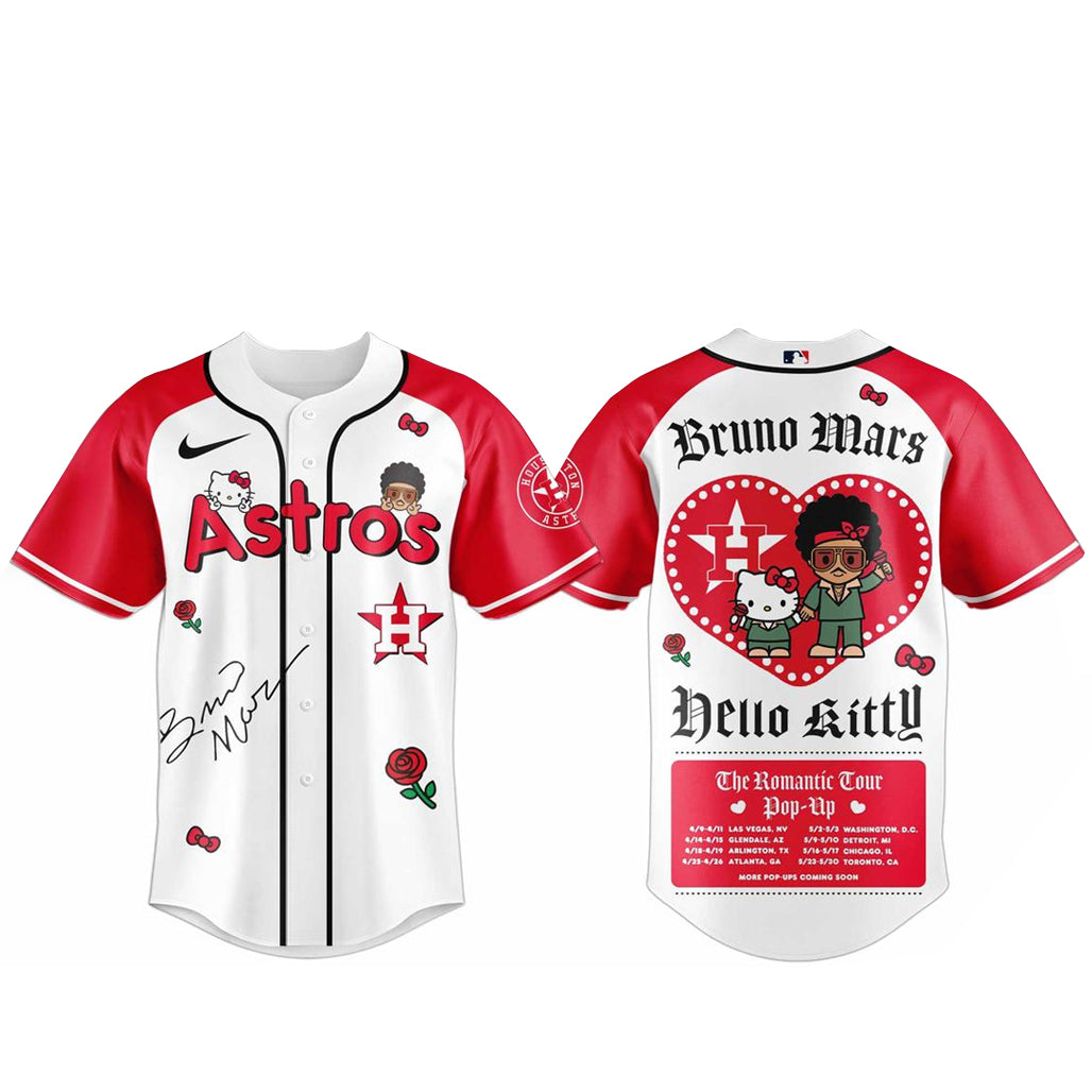 Houston Astros Bruno Mars x Hello Kitty 2026 The Romantic Tour Baseball Jersey