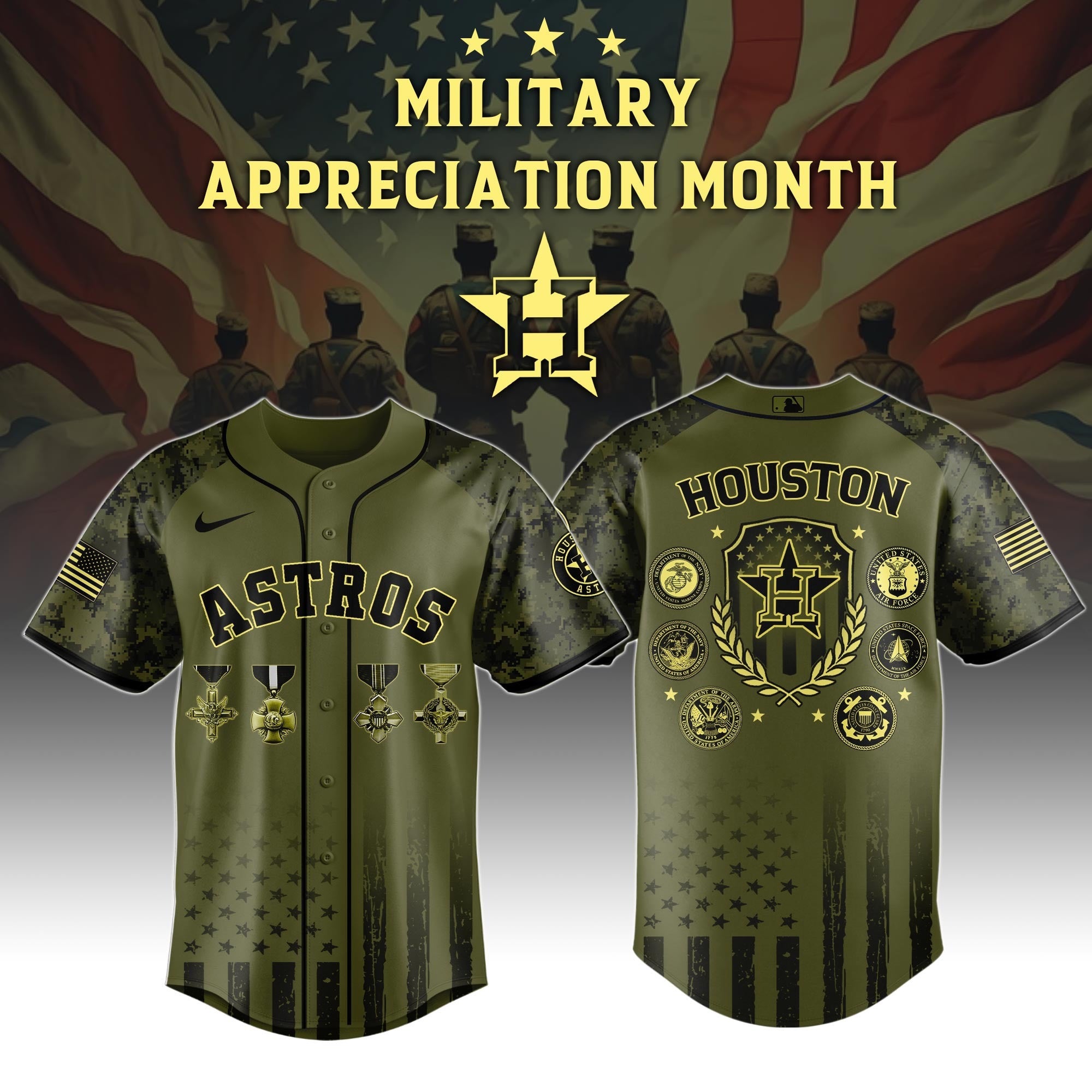 Houston Astros Military Appreciation Month Special Edition Jersey 2026 Houston Astros Merch